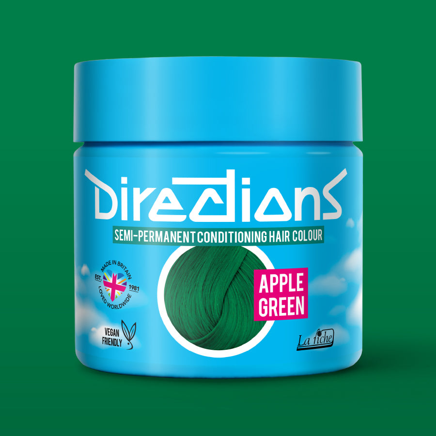 La Riche Directions Apple Green pottle containing 100ml of semi-permanent hair colour