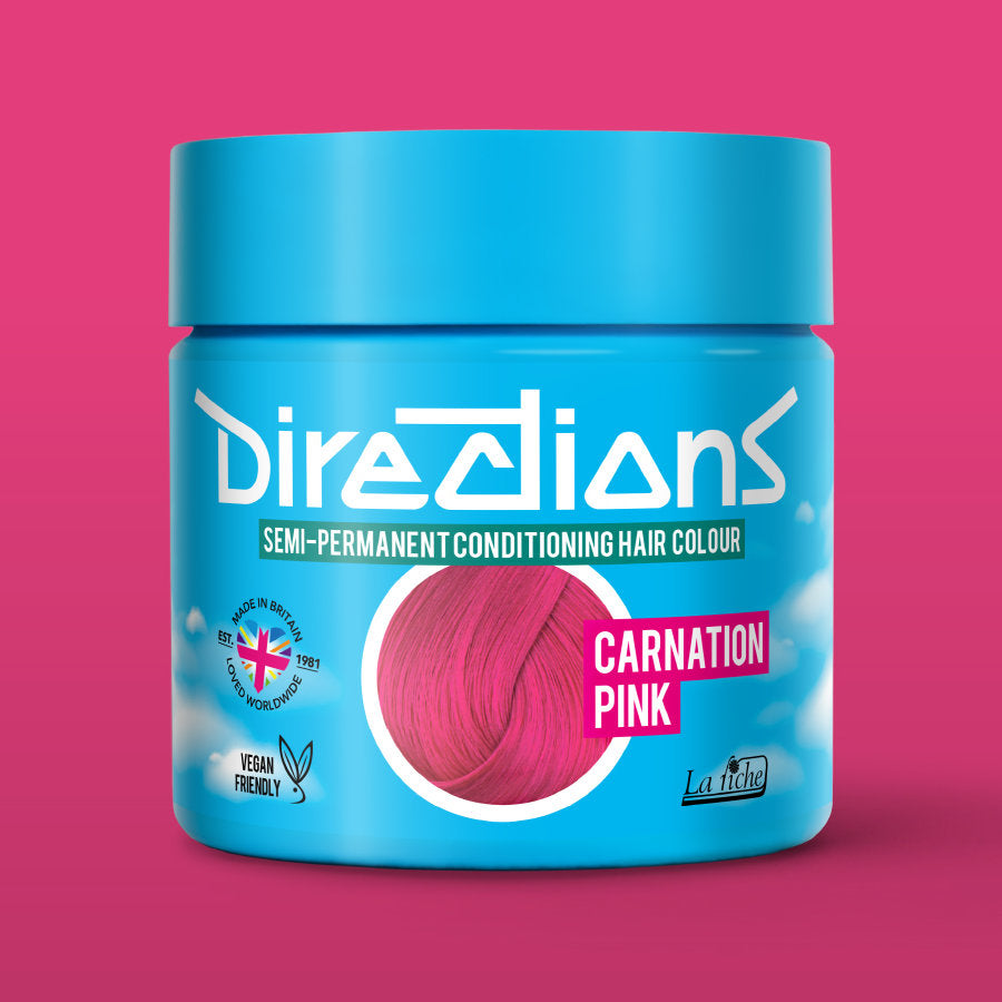 La Riche Directions Carnation Pink pottle containing 100ml of semi-permanent hair colour