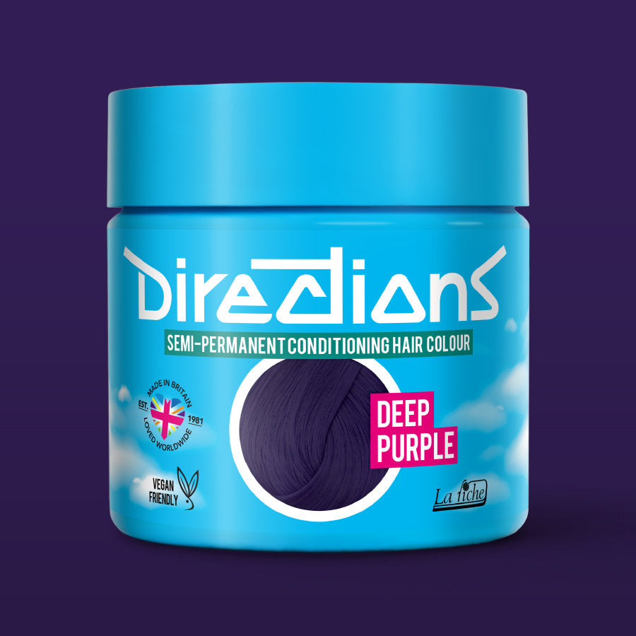 La Riche Directions Deep Purple pottle containing 100ml of semi-permanent hair colour