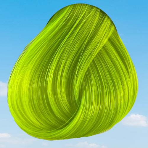 La Riche Directions simulation of Fluorescent Lime hair colour on a level 10 swatch