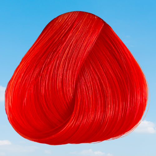 La Riche Directions simulation of Fluorescent Orange hair colour on a level 10 swatch