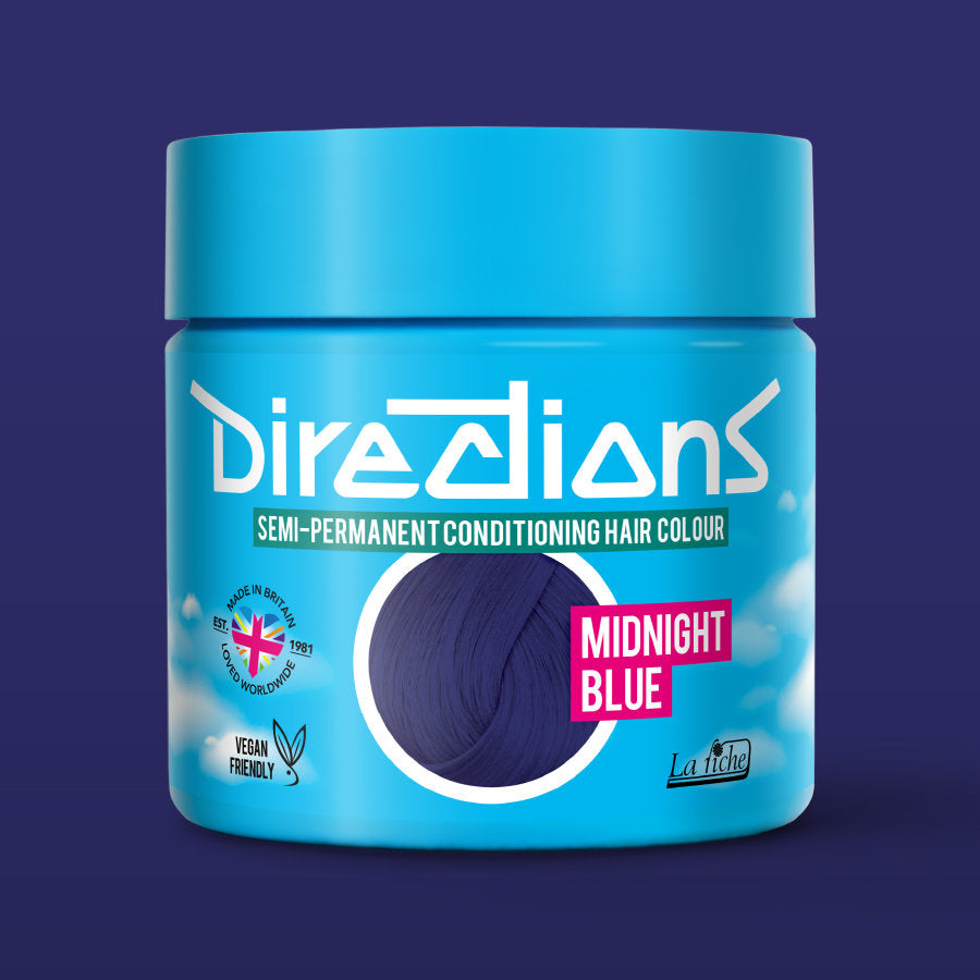 La Riche Directions Midnight Blue pottle containing 100ml of semi-permanent hair colour