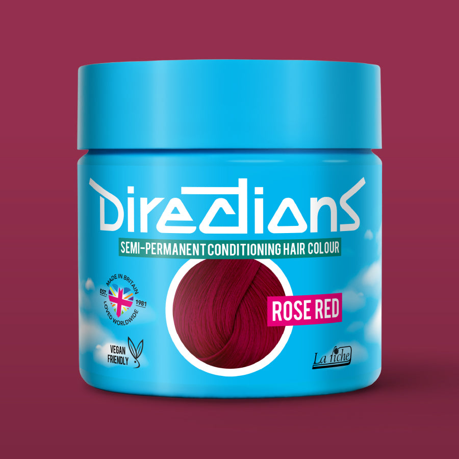 La Riche Directions Rose Red pottle containing 100ml of semi-permanent hair colour