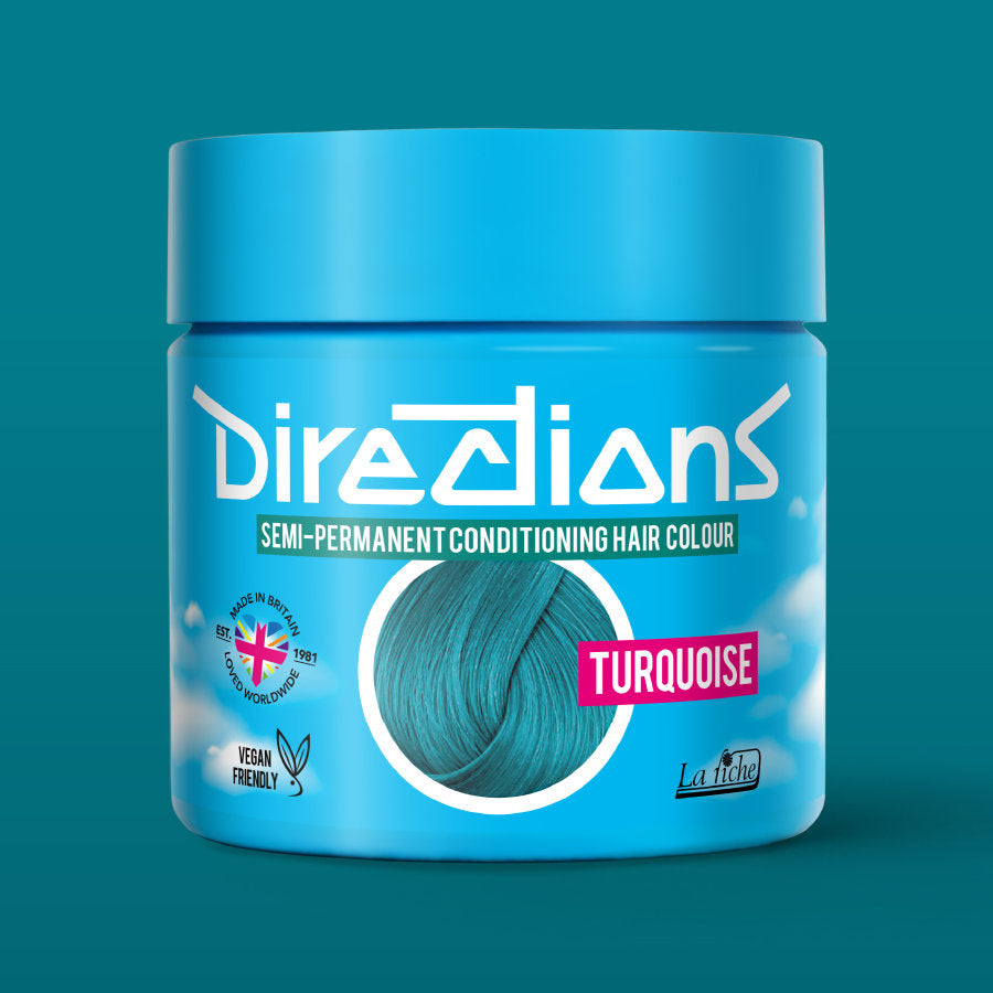 La Riche Directions Turquoise pottle containing 100ml of semi-permanent hair colour