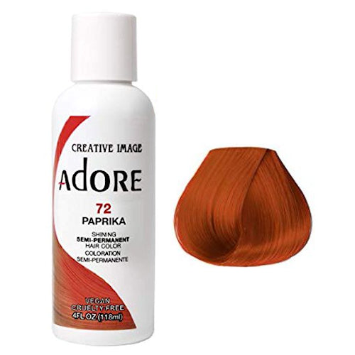 Adore Paprika hair colour bottle and swatch