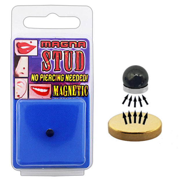 Magnetic stud fake nose and lip piercing in black