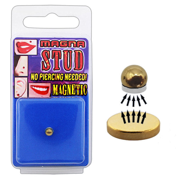 Magnetic stud fake nose and lip piercing in gold
