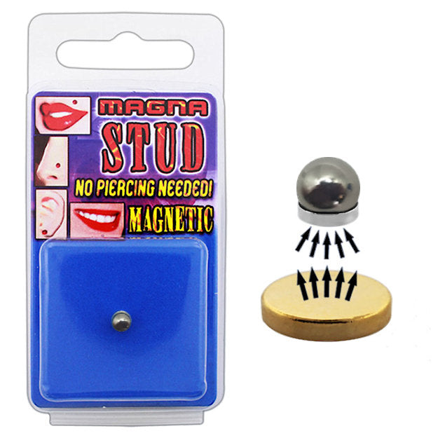 Magnetic stud fake nose and lip piercing in silver