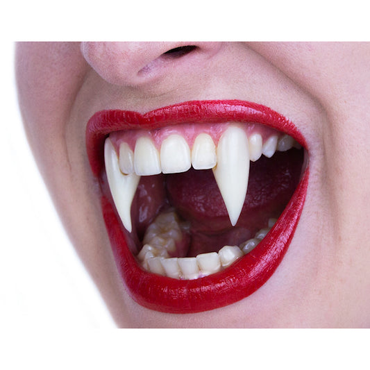 Scarecrow Vampire Fangs Saber style worn by model