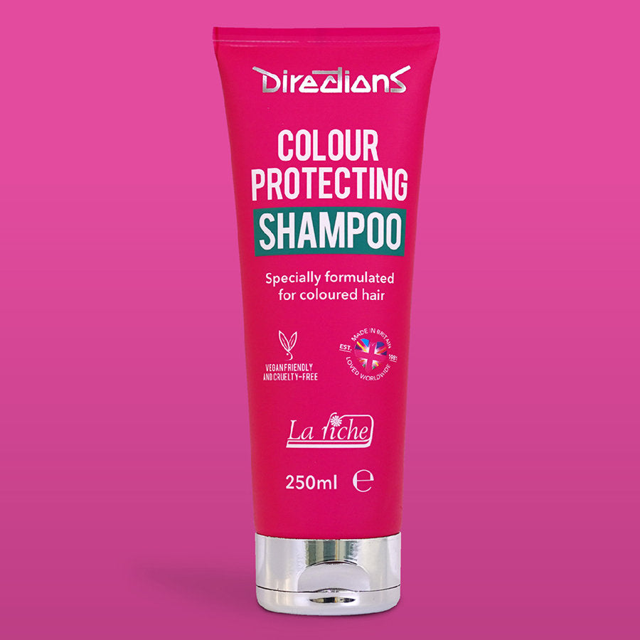La Riche Directions Colour Protecting Shampoo in a 250ml tube. Specially formulated for coloured hair.