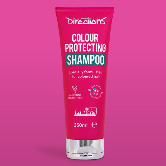 La Riche Directions Colour Protecting Shampoo in a 250ml tube. Specially formulated for coloured hair.