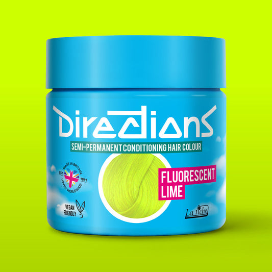 La Riche Directions Fluorescent Lime pottle containing 100ml of semi-permanent hair colour