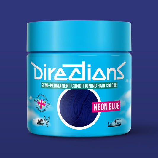 La Riche Directions Neon Blue pottle containing 100ml of semi-permanent hair colour