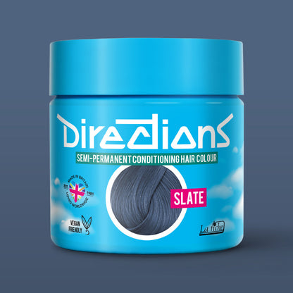 La Riche Directions Slate pottle containing 100ml of semi-permanent hair colour