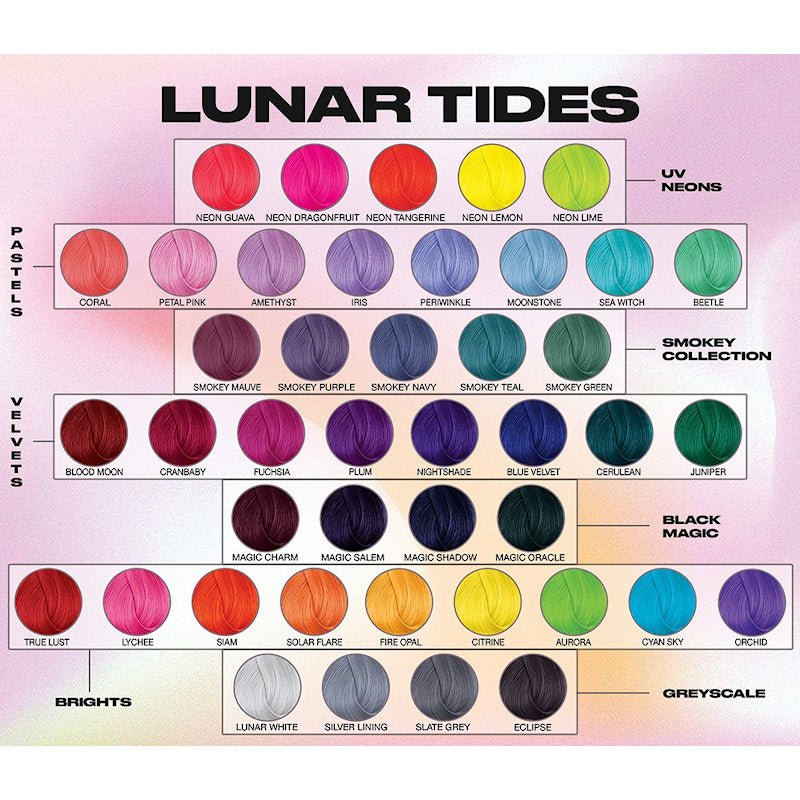 Lunar Tides dye hair colour chart