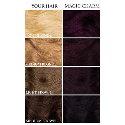 Lunar Tides Magic Charm dye hair colour before and after swatch