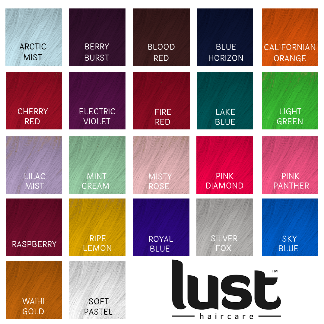 Lust dye hair colour chart