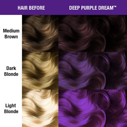 Manic Panic Classic Deep Purple Dream dye hair colour before and after shade sheet