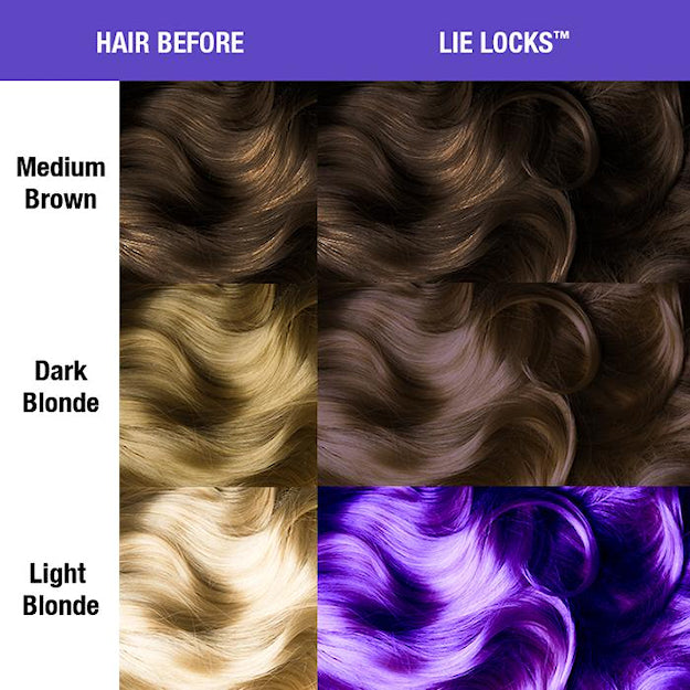 Manic Panic Classic Lie Locks dye hair colour before and after shade sheet