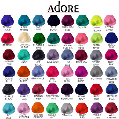 Adore dye hair colour chart