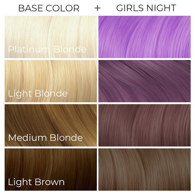 Arctic Fox Girls Night dye hair colour Swatch Guide