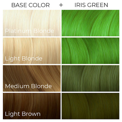 Arctic Fox Iris Green dye hair colour Swatch Guide