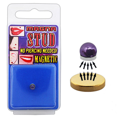 Magnetic stud fake nose and lip piercing in purple