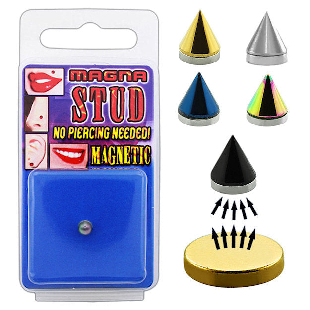 Fake piercing magnetic spike available in colours gold, silver, blue, rainbow