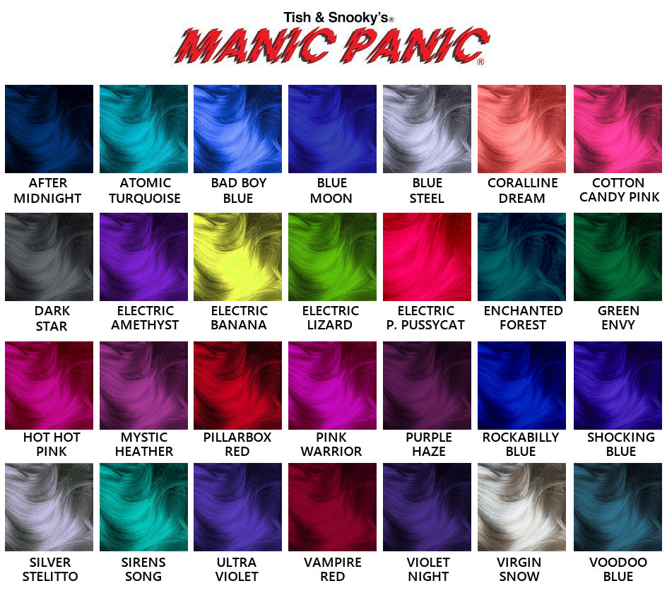 Manic Panic Amplified dye hair colour chart