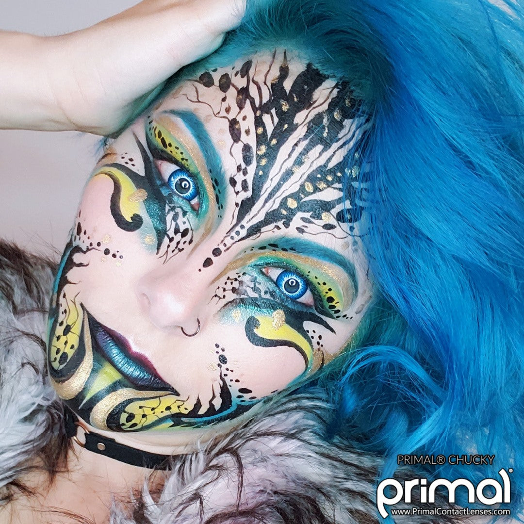 Primal Chucky contact lenses 14.5mm worn