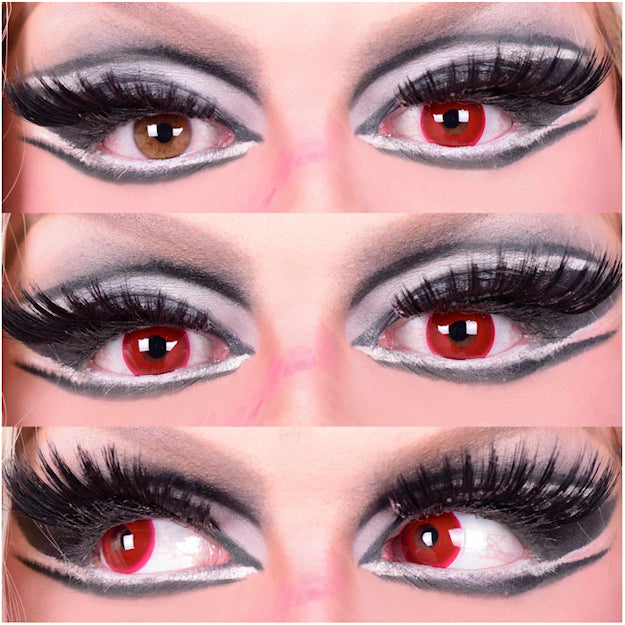 Primal Evil Eyes contact lenses 14.5mm before and after