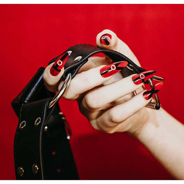 Rave Nailz Bondage press on nails worn by model