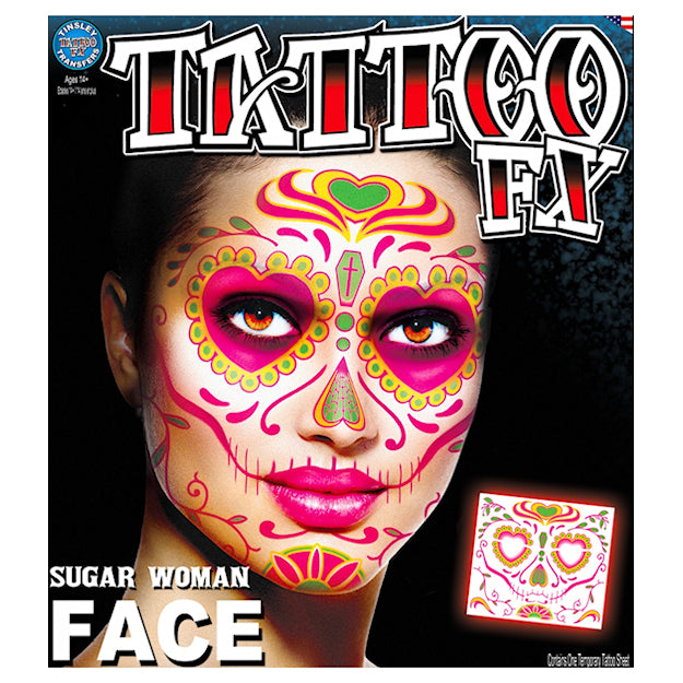 Tinsley Transfer Tattoo Sugar Woman day of the dead tattoo packaging